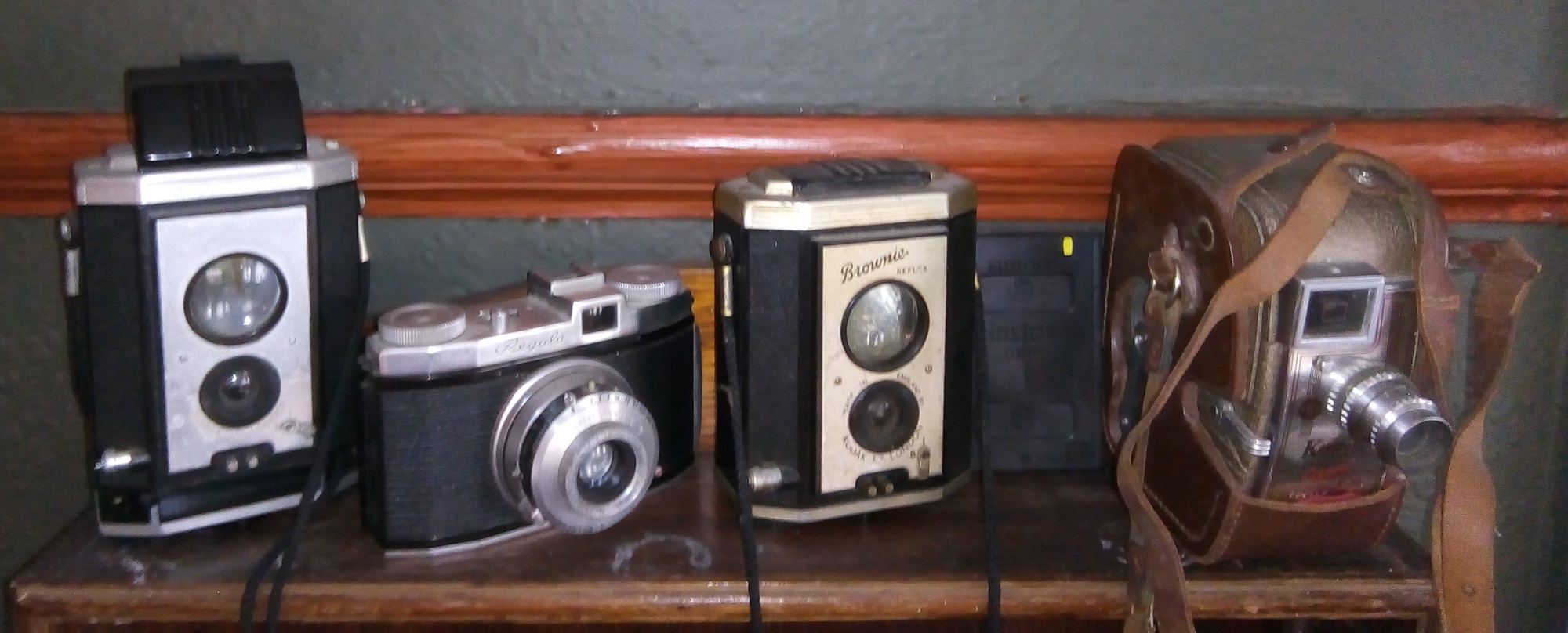 Four old cameras lined up