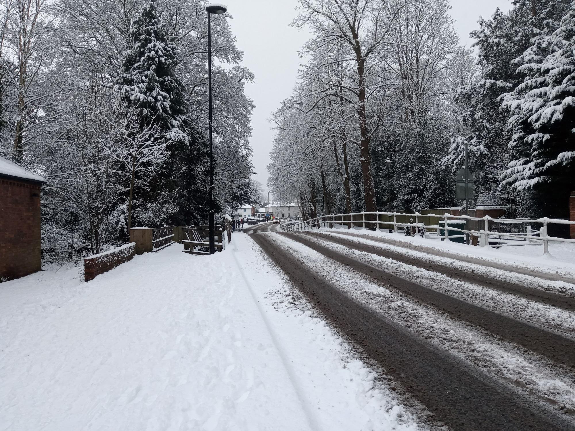 Chobham high road in snow